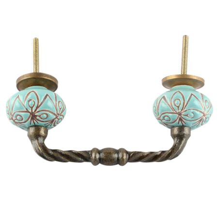 Sea Green Etched Ceramic Cut Bridge Handle